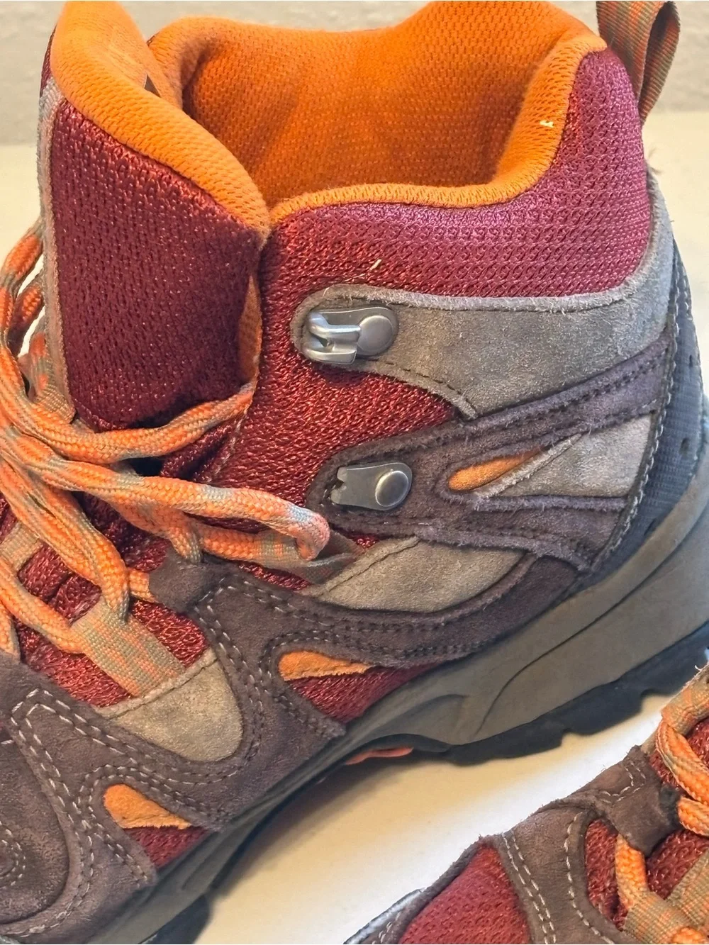 L.L. Bean Kids Orange and Brown Hiking Boots